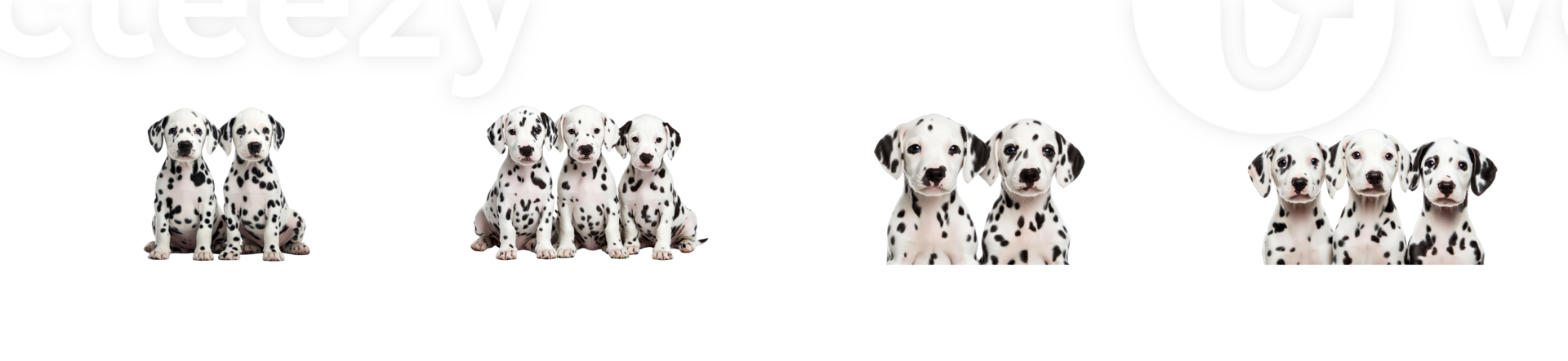 Dalmatian puppies sitting together on a transparent background png