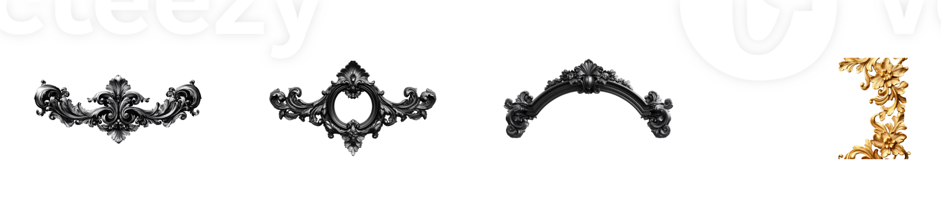 Vintage frames with intricate designs on transparency png