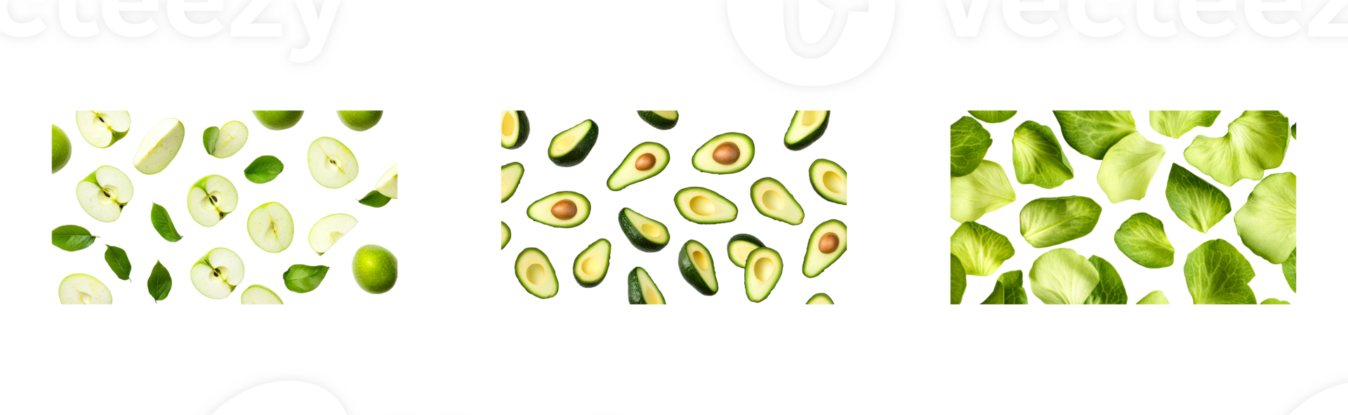 Creative arrangement of fresh greens on a clear backdrop png