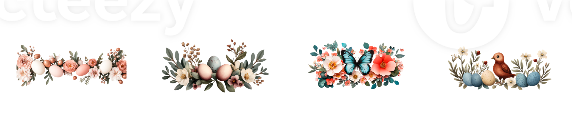 Floral arrangement with eggs and butterfly for spring celebration png