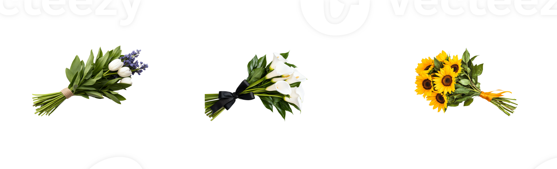Beautiful bouquets featuring lavender, lilies, and sunflowers png