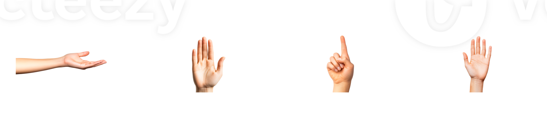 Hands demonstrating different gestures with a transparent background png
