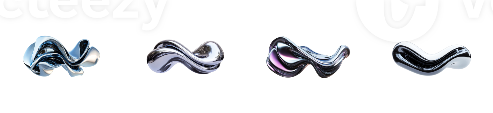 Sculptural forms with a fluid design on a transparent background png
