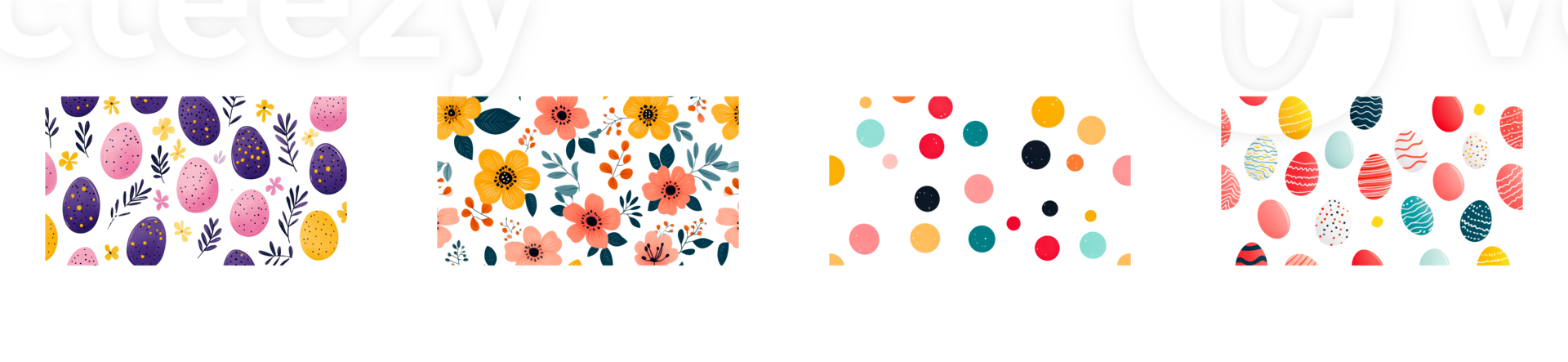 Floral and polka dot patterns with a transparent background png