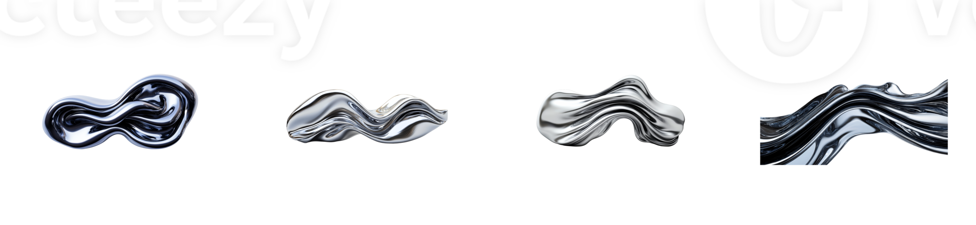 Swirling black and silver abstract design with transparent background png
