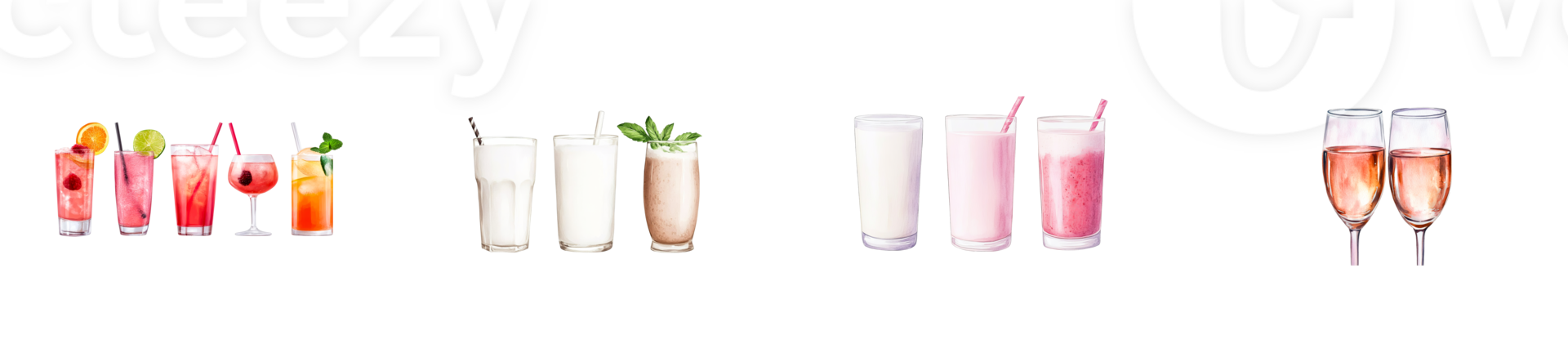 Refreshing summer drinks in various styles for gatherings and parties png