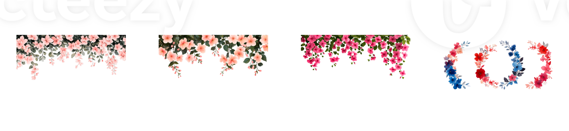 Colorful floral garlands with a transparent background for decoration png