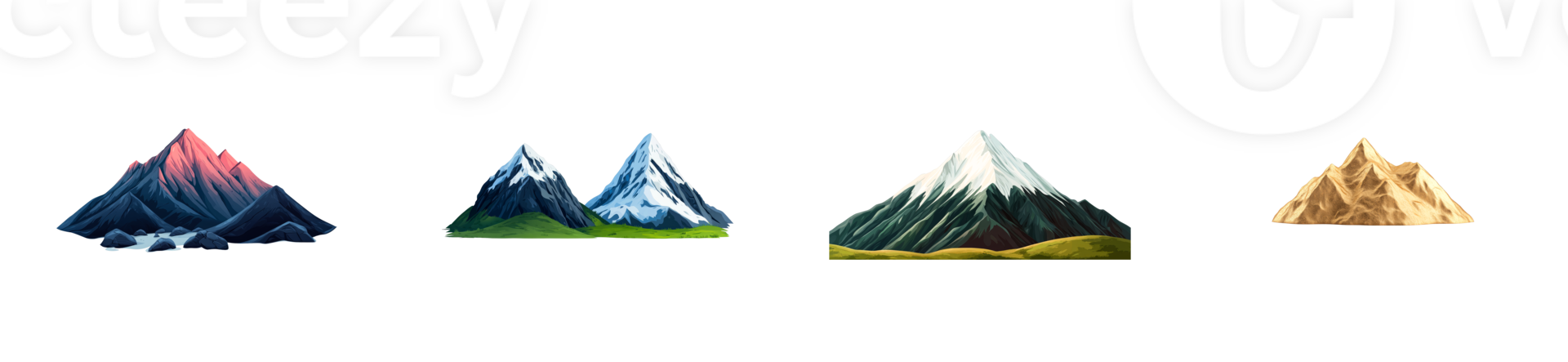 Colorful mountain landscapes on a transparent background png