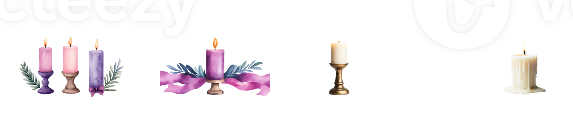 Elegant decorative candles on a transparent background png