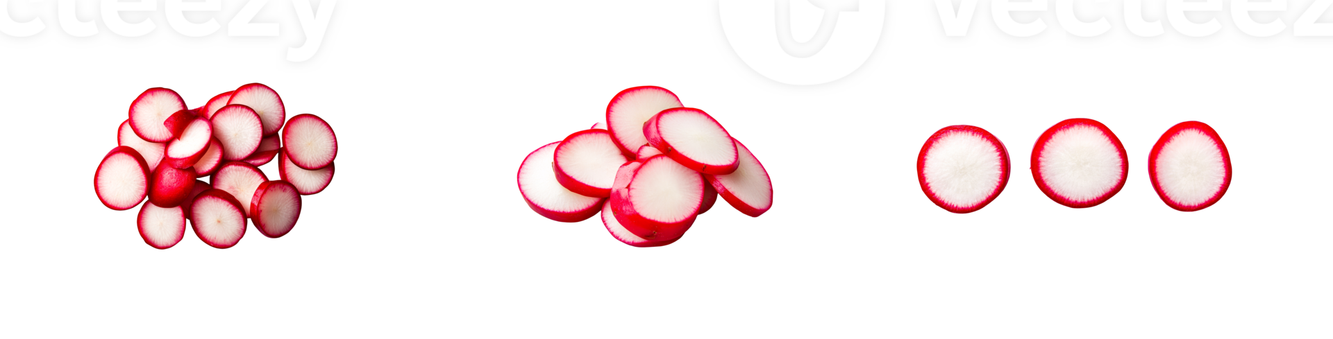Sliced radishes arranged on a transparent background png