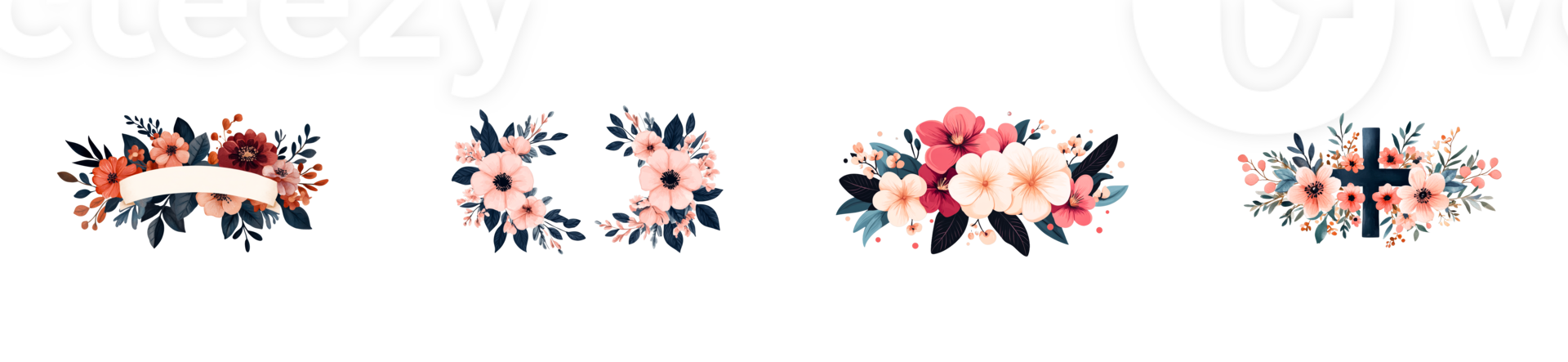 Elegant floral designs for invitations and decorations png