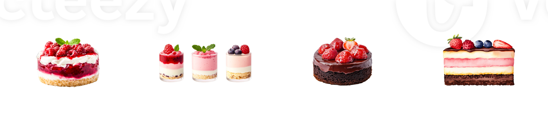 Delicious desserts with berries on a transparent background png