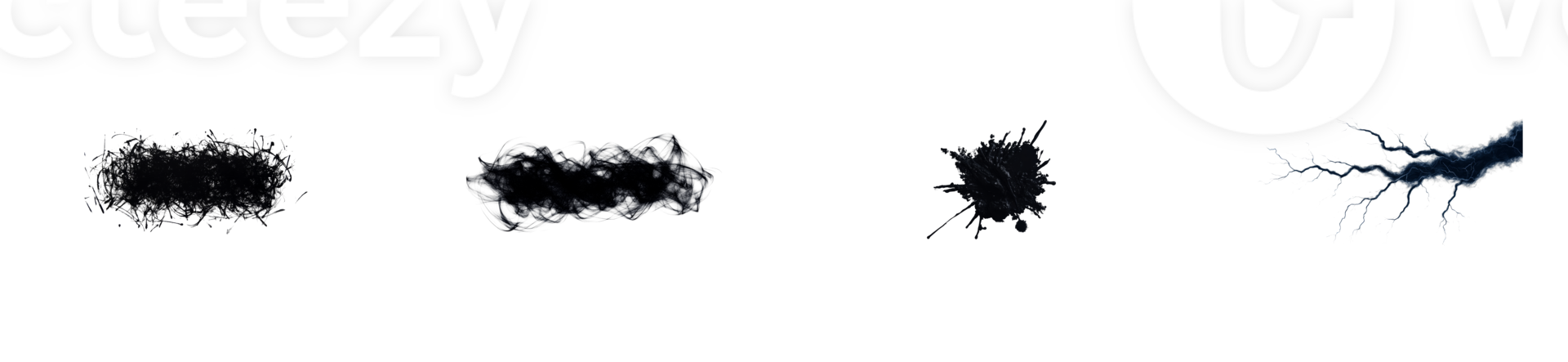 Unique black abstract shapes with a transparent background for design png