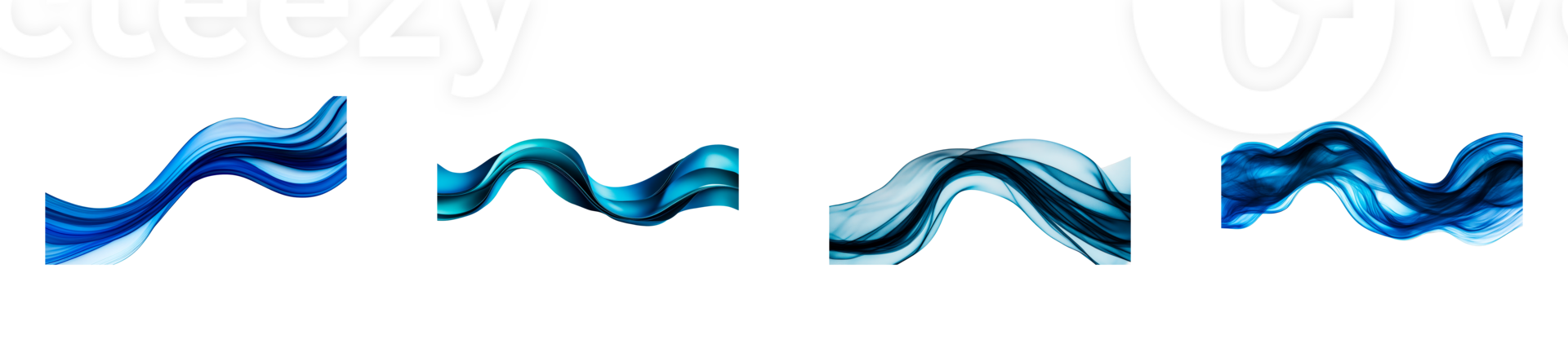 Abstract blue wave patterns with transparent background for design use png