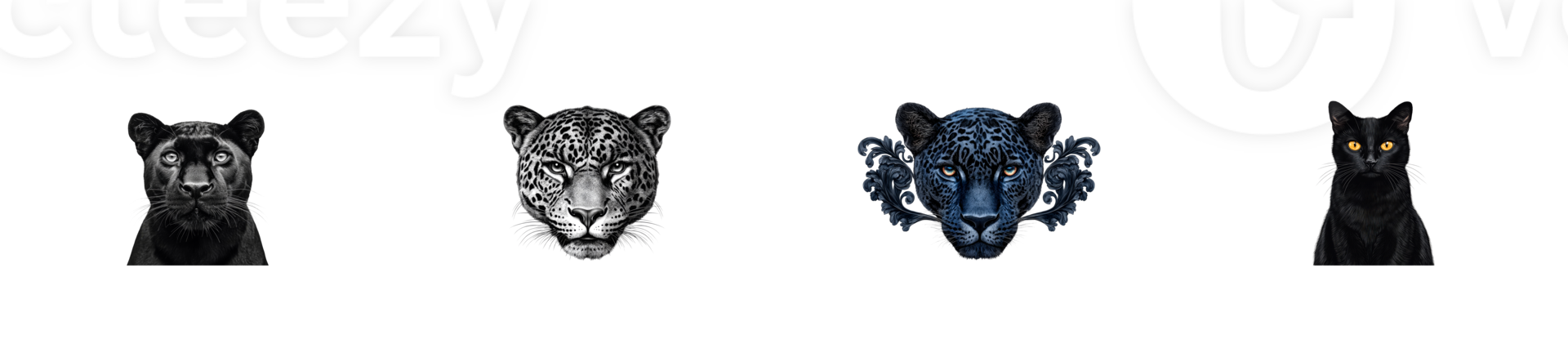 Unique representation of big cats with transparent background png