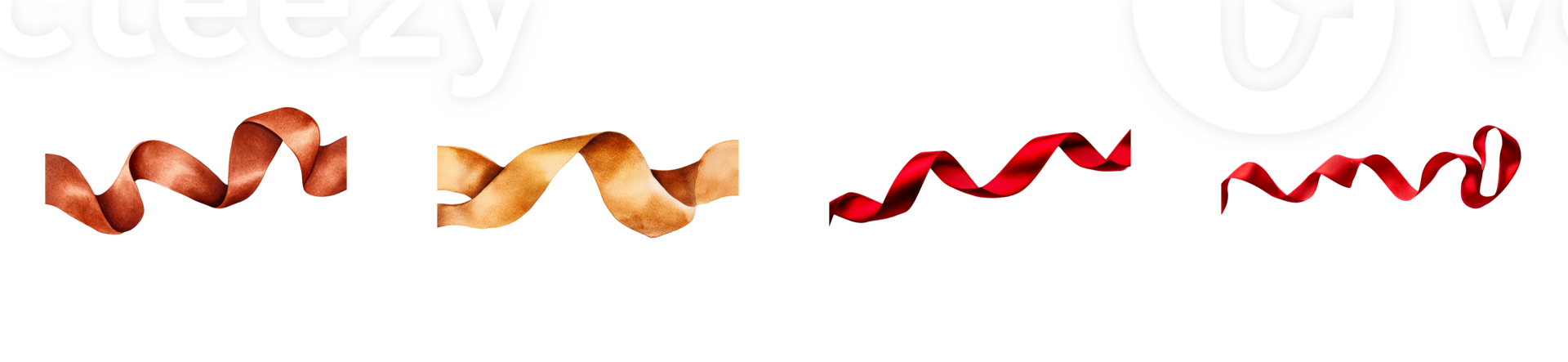 Colorful decorative ribbons in various styles and shapes for crafts png
