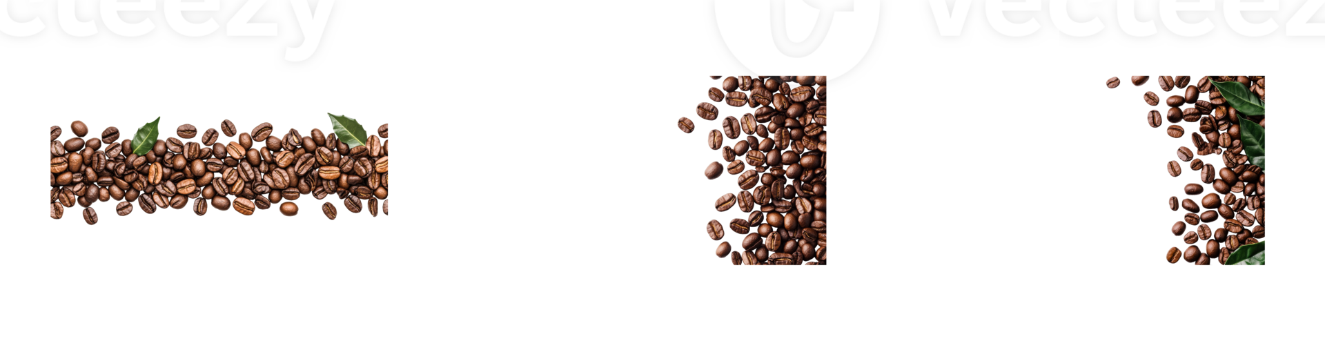 Roasted coffee beans scattered on a transparent background png