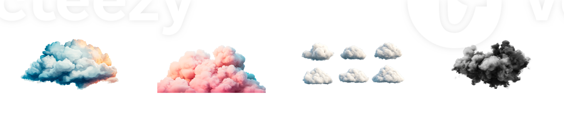 Colorful cloud formations with a transparent background for design png