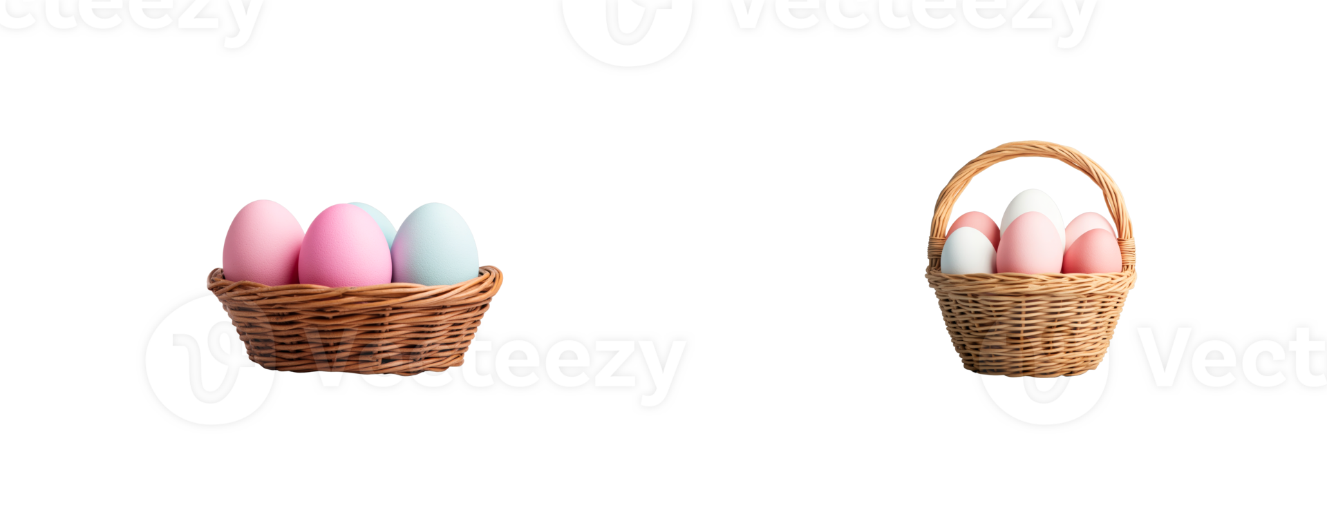 Colorful eggs in baskets for Easter celebrations and festivities png