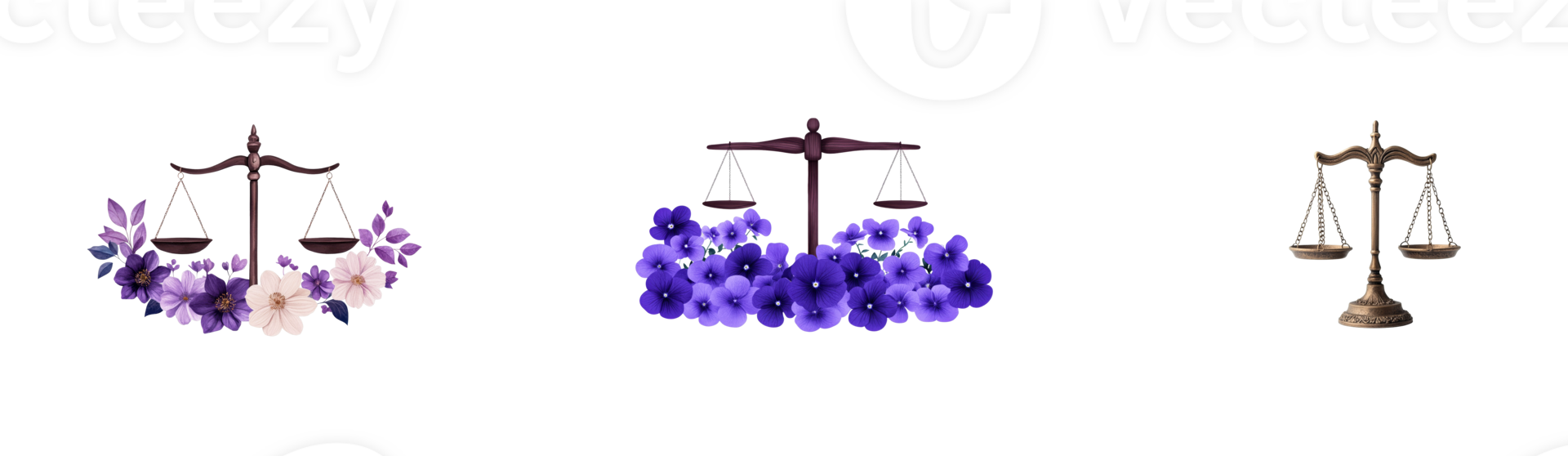 Scales of justice adorned with elegant flowers in a creative design png