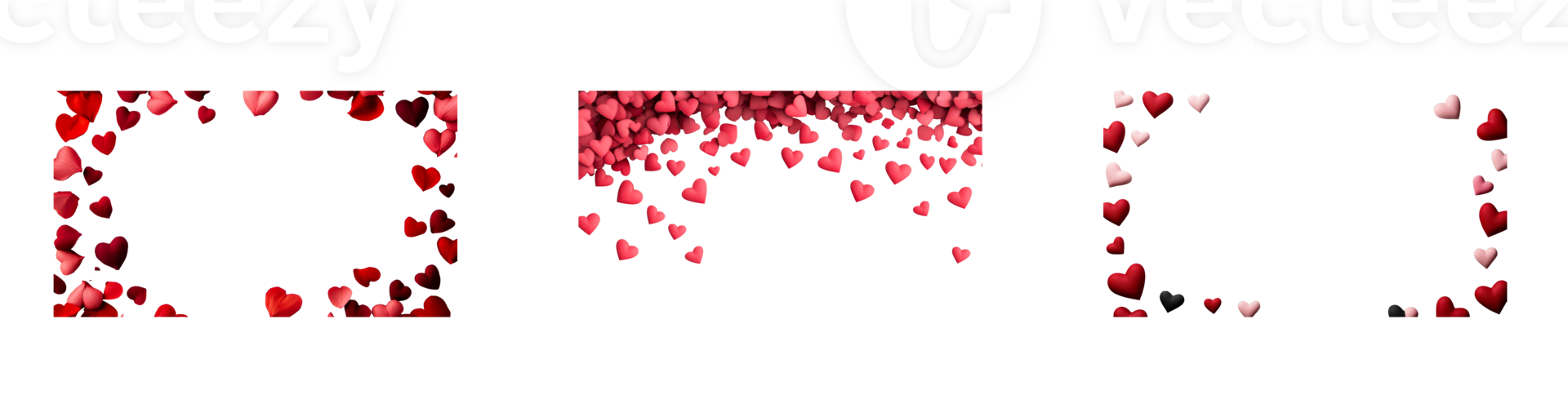 Heart shapes falling gently from above in a soft pink design png