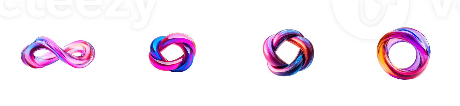 Colorful twisted shapes with transparent background for design use png