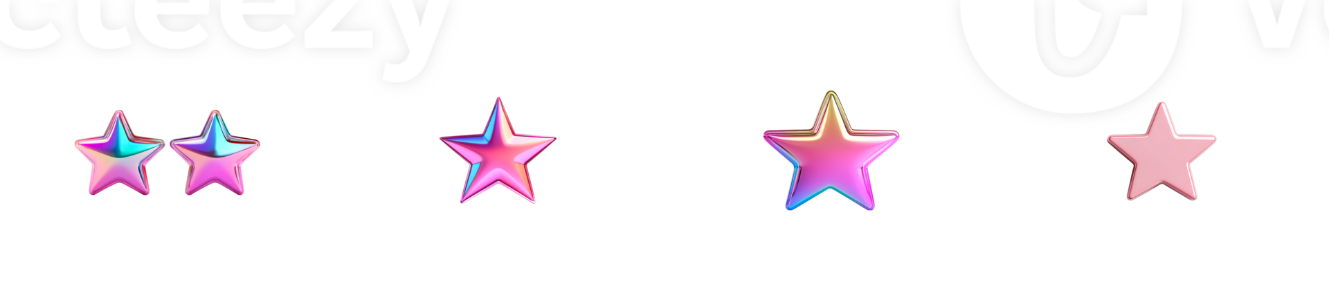Colorful stars with a shiny finish and transparent background png