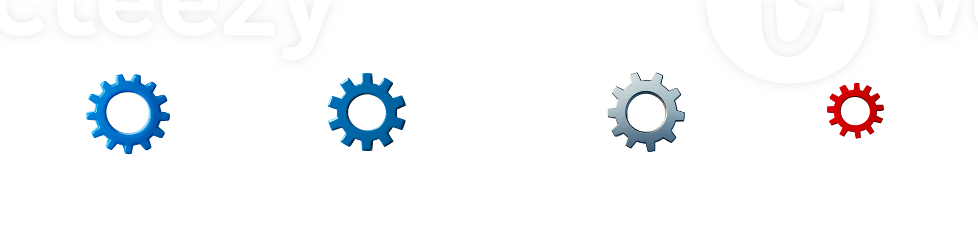 Colorful gears in various sizes on a transparent background png