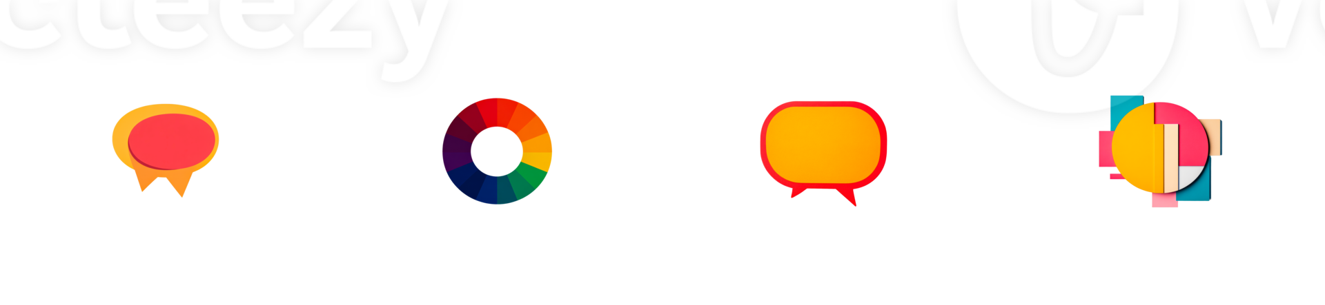 Colorful icons representing communication and creativity concepts png