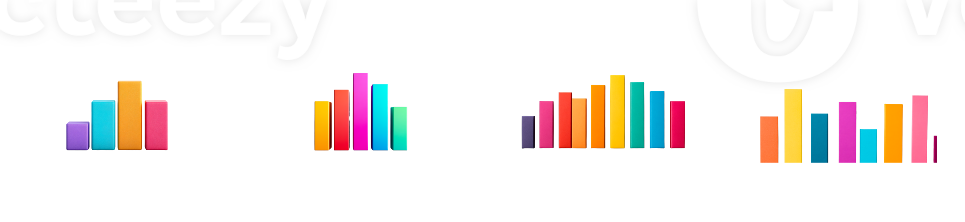 Colorful bar graphs representing data trends and comparisons png