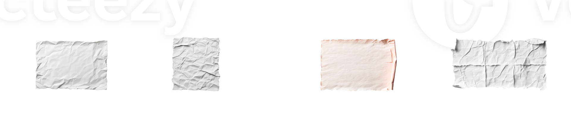 Crumpled paper textures on transparent background for design use png
