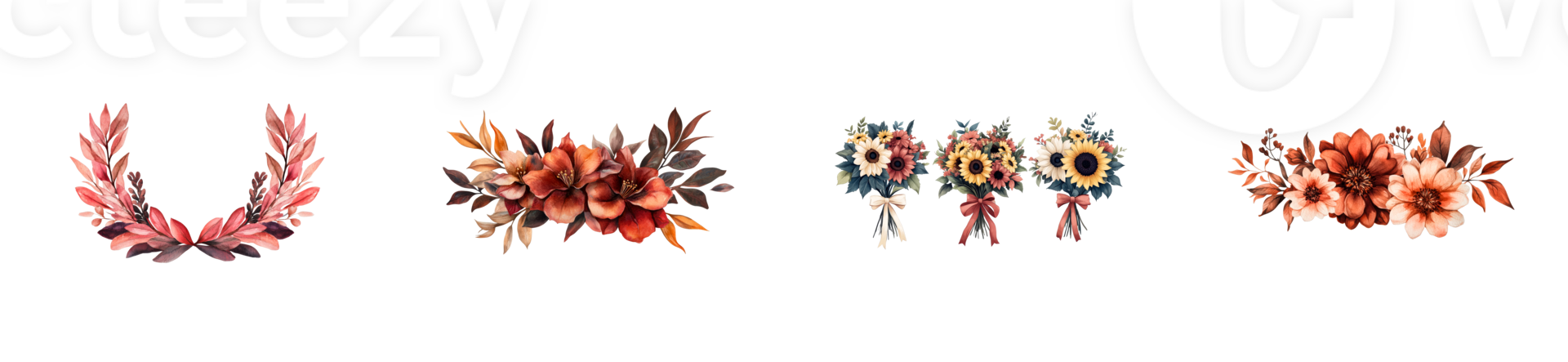 Vibrant floral arrangements with autumn colors and leaves png