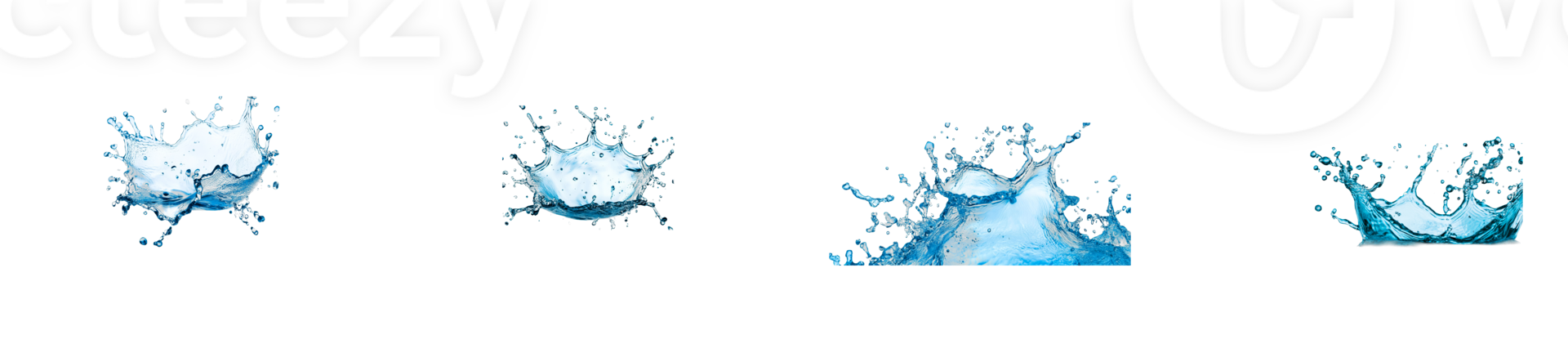Water splash collection captured on a transparent background png