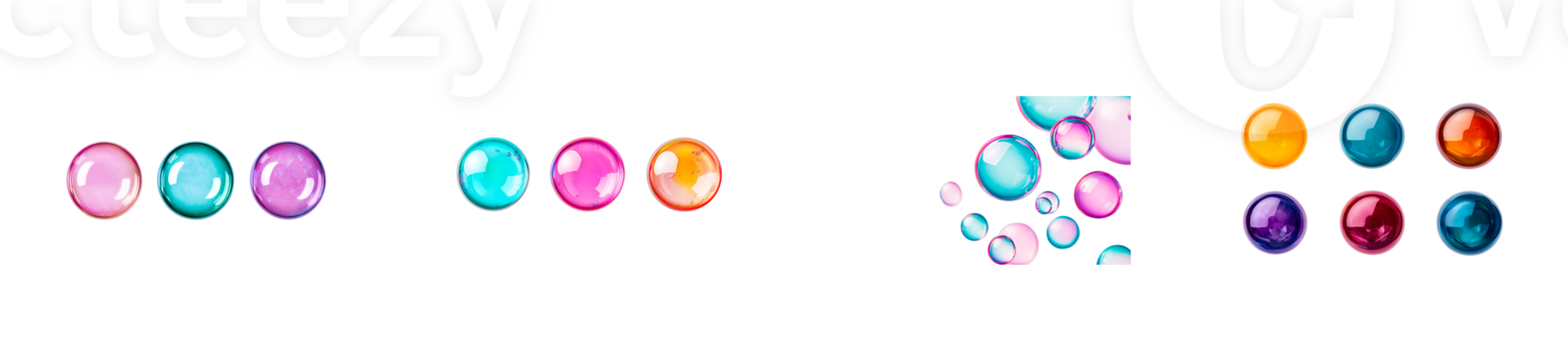Colorful water droplets on a transparent background for design use png