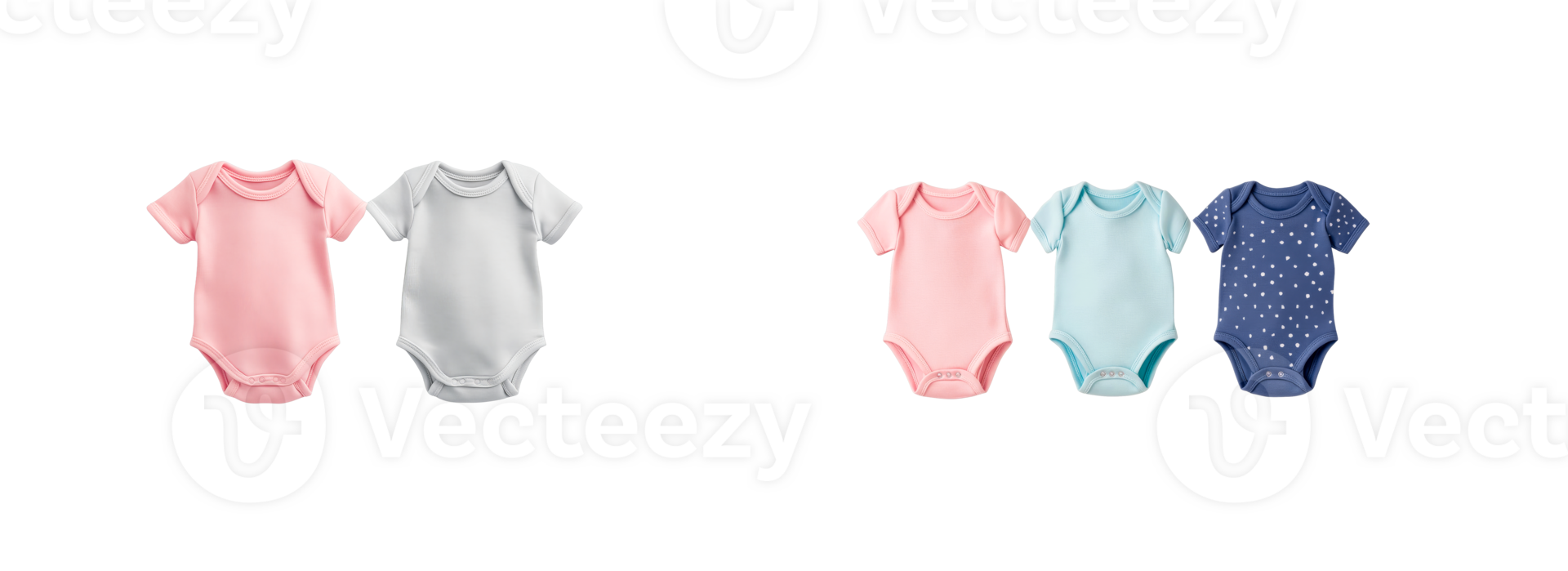 Cute baby bodysuits in soft colors for infants and toddlers png