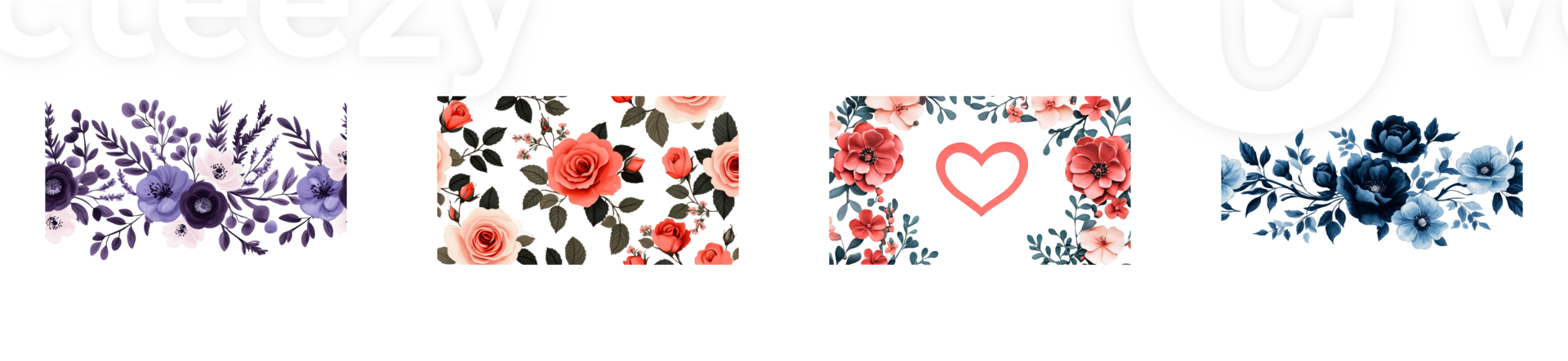 Elegant floral patterns on a transparent background for design use png