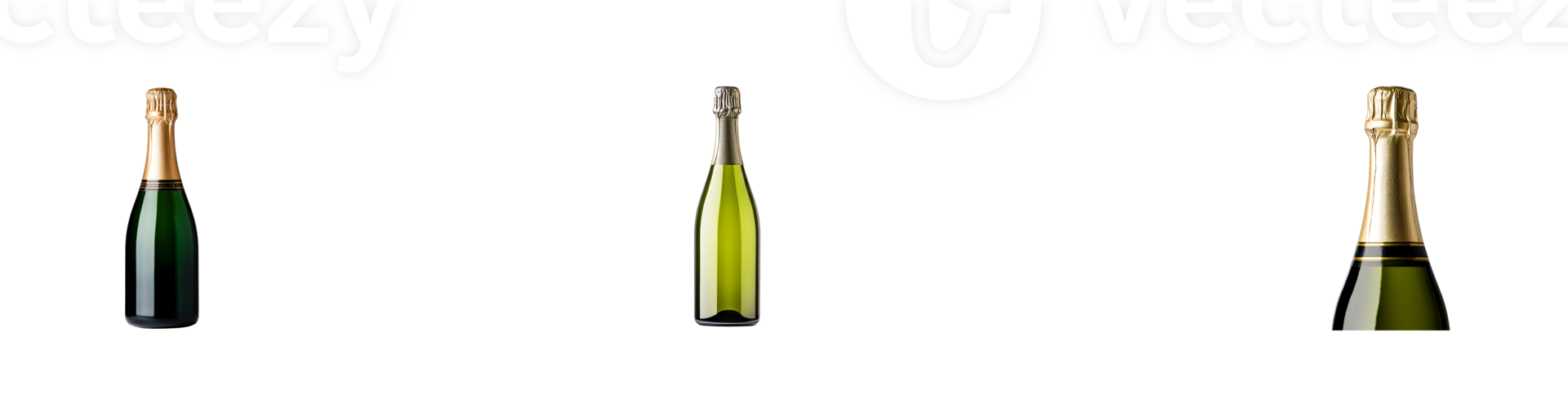 Bottles of sparkling wine with transparent background png