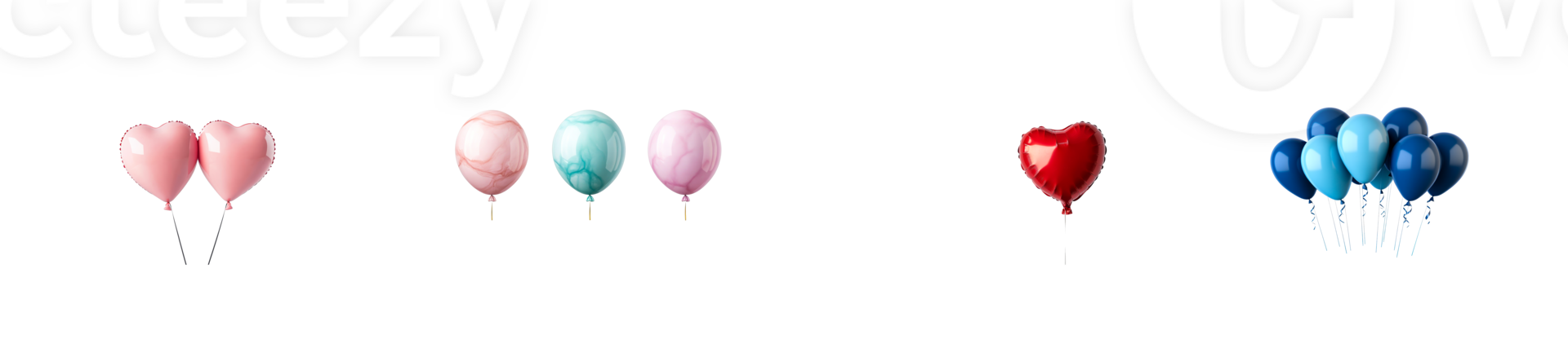 Vibrant heart and round balloons for celebrations png
