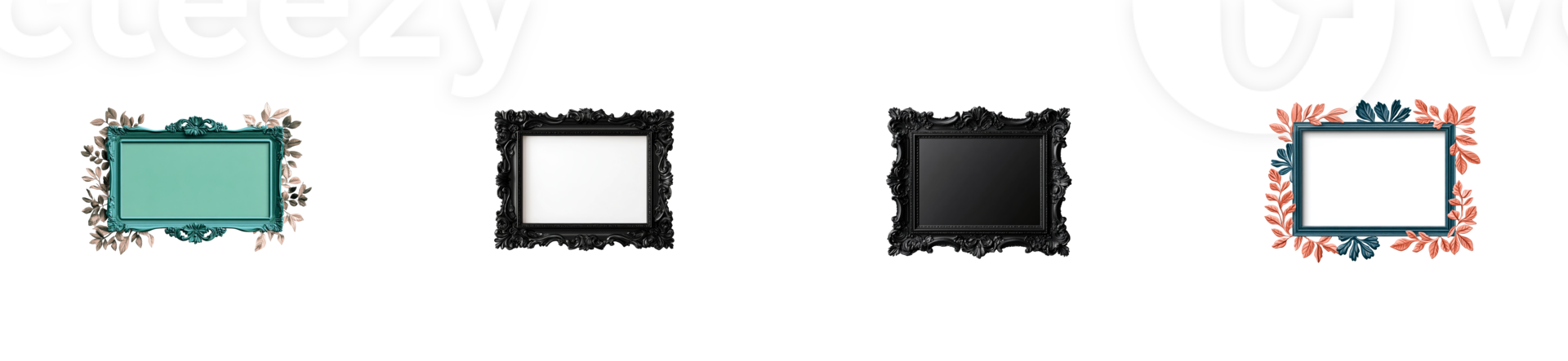 Various decorative frames with transparent backgrounds for design use png