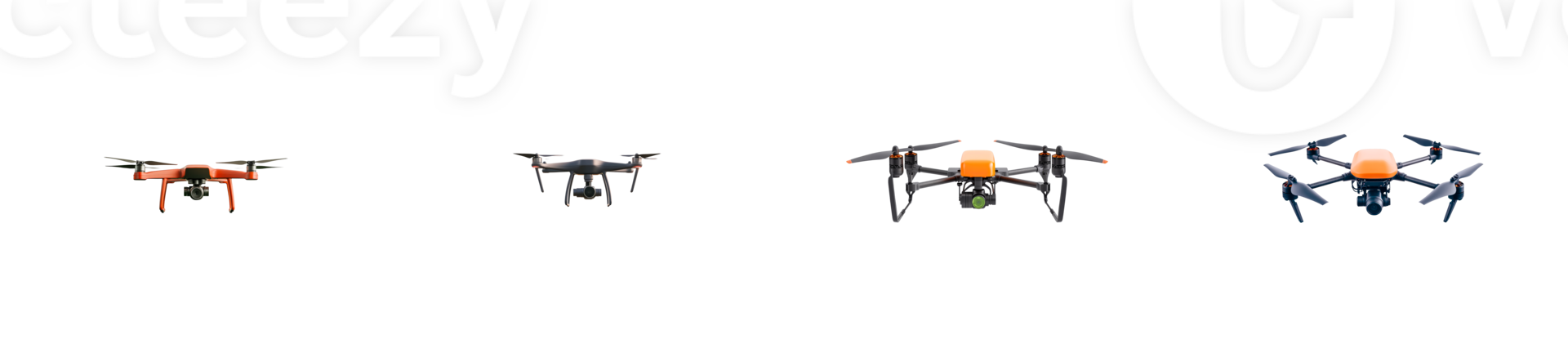 Different types of drones with transparent background png