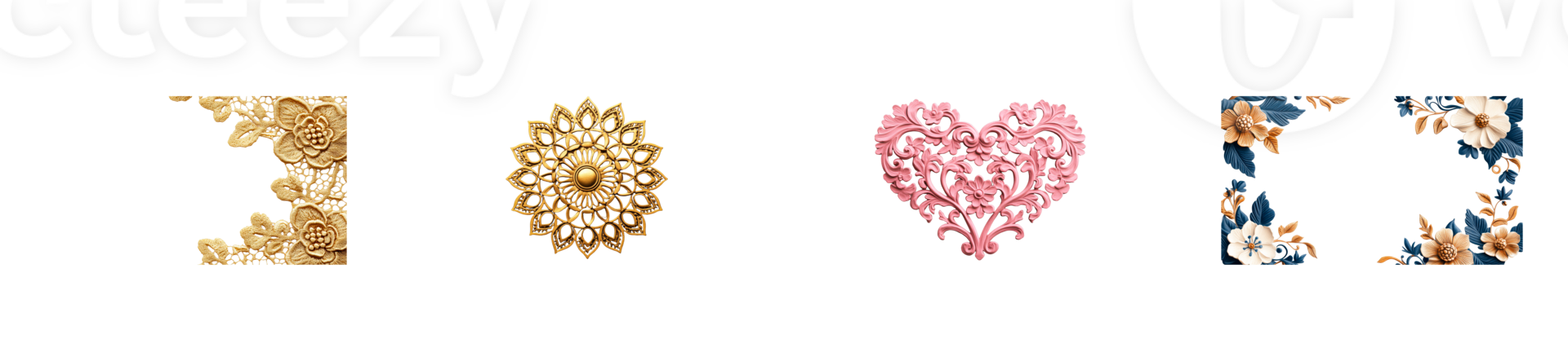 Decorative floral patterns with transparent background for design use png
