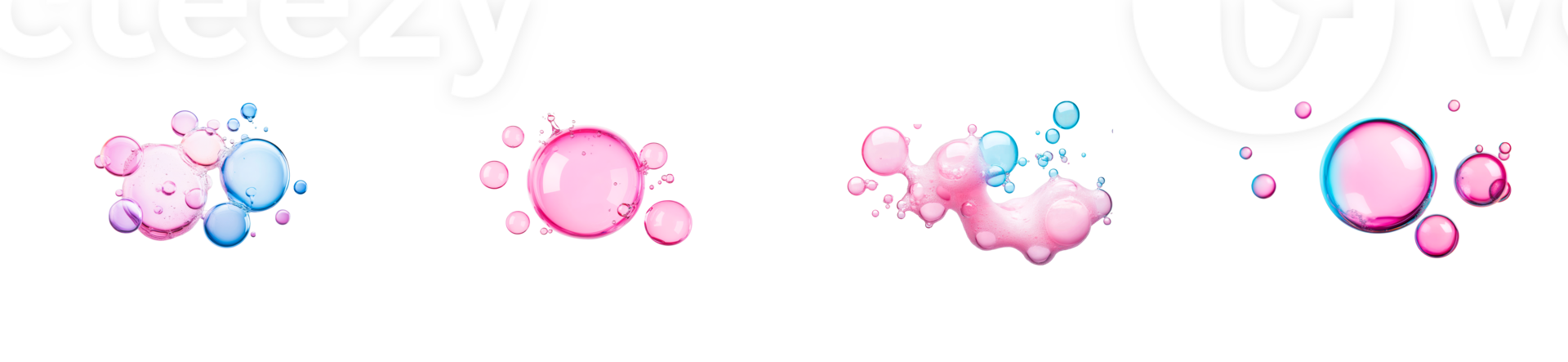 Colorful bubbles and droplets in various shapes and sizes png