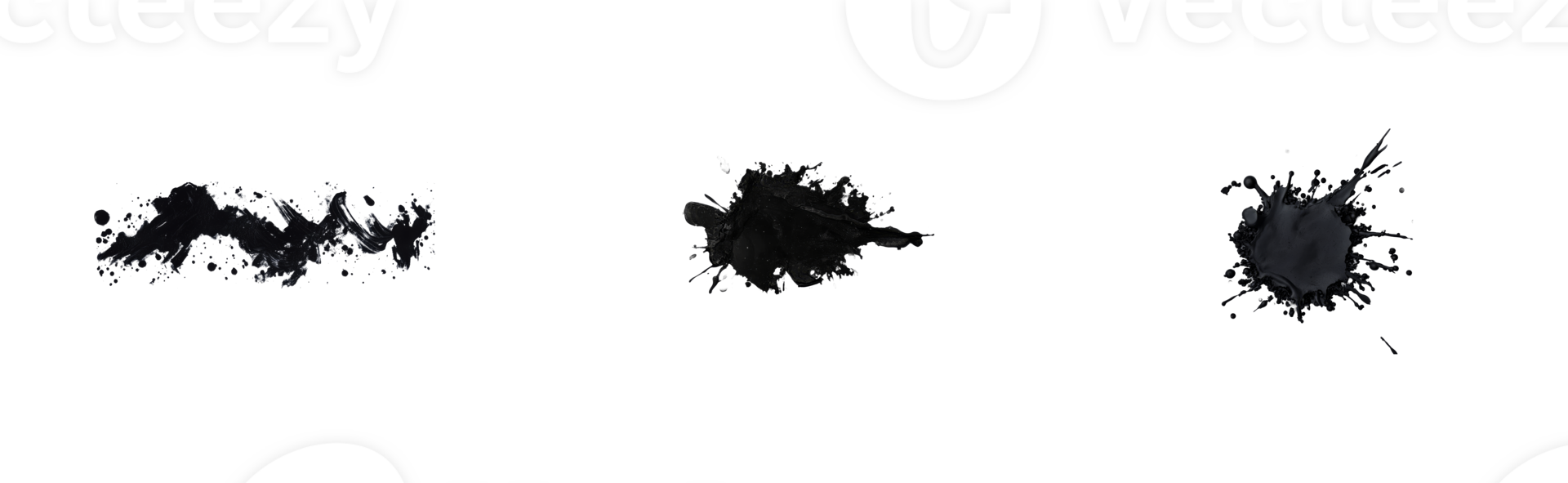 Black ink splashes on transparent background for creative projects png