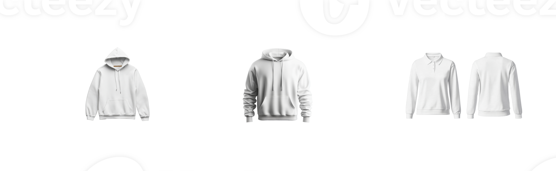White hoodies displayed on a transparent background for apparel design png