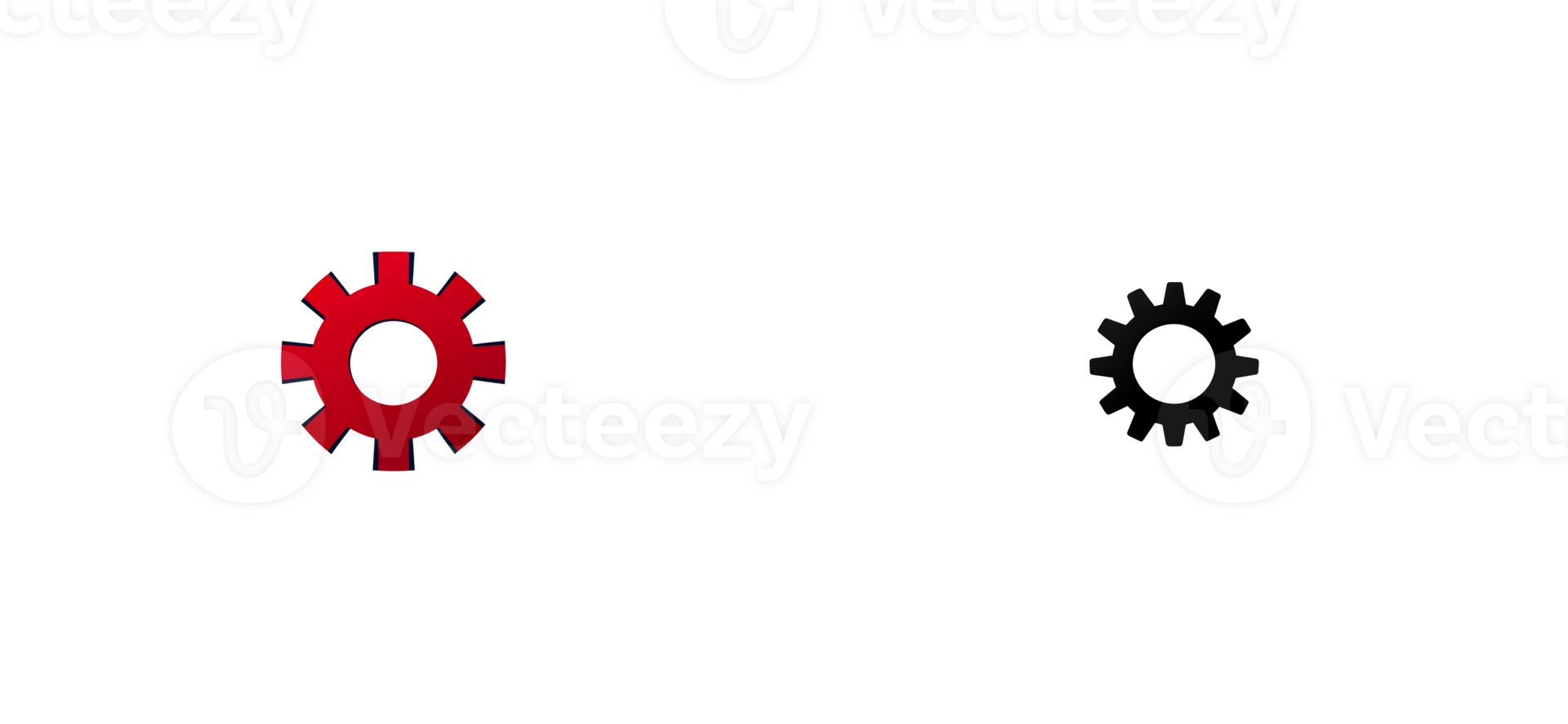 Distinctive gears in red and black on a transparent background png