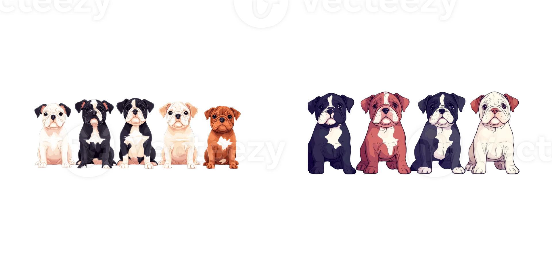 Playful puppies together on a transparent background png