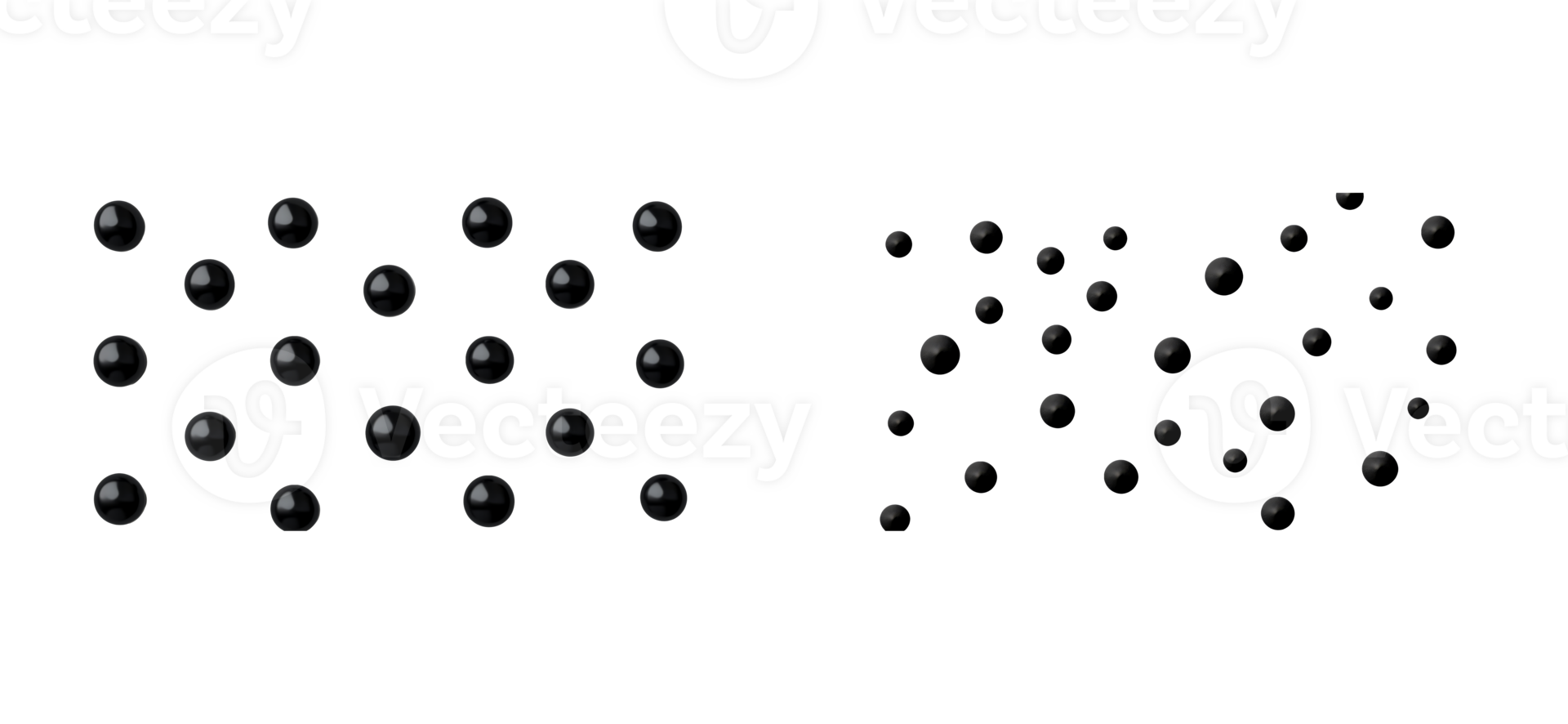 Black spheres on a transparent background for design elements png
