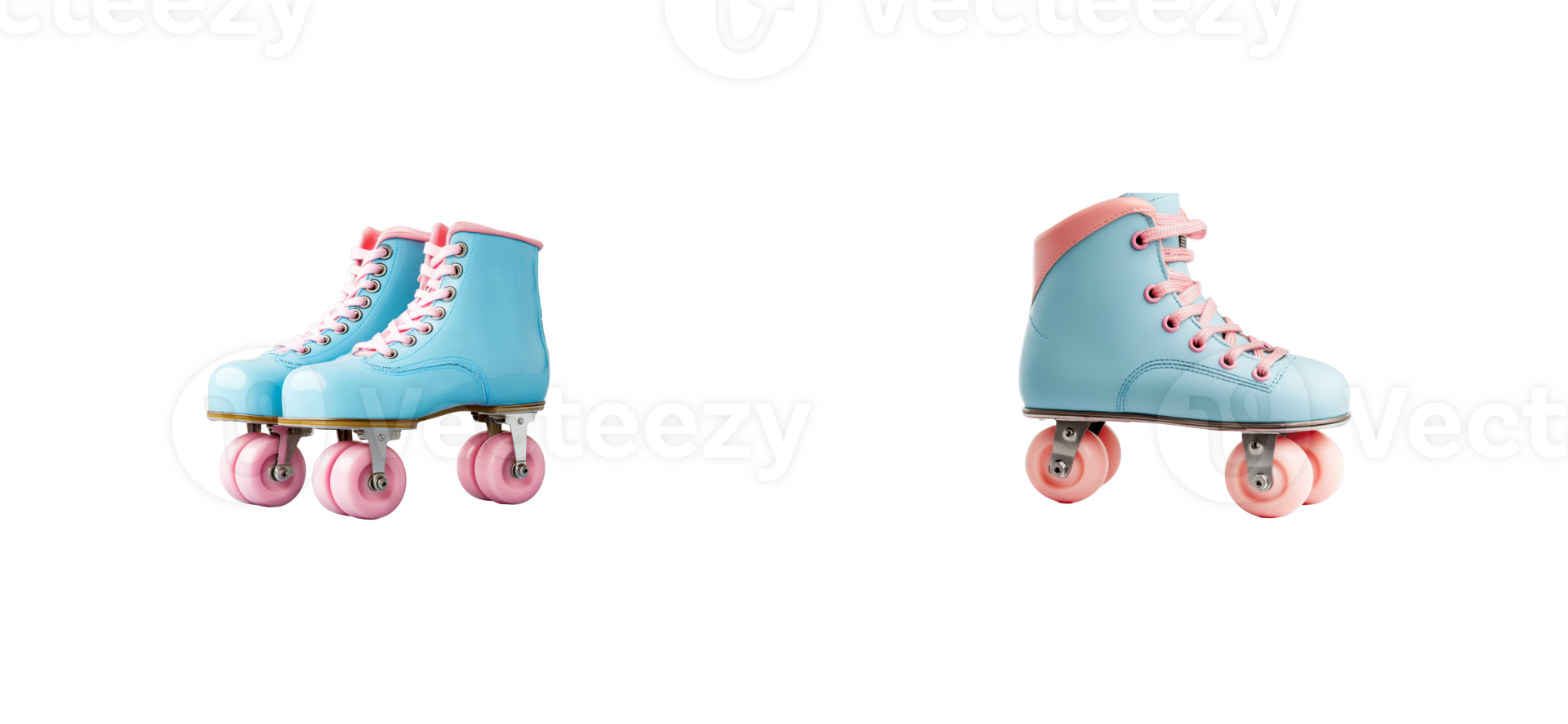 Colorful pink and blue roller skates on clear background png