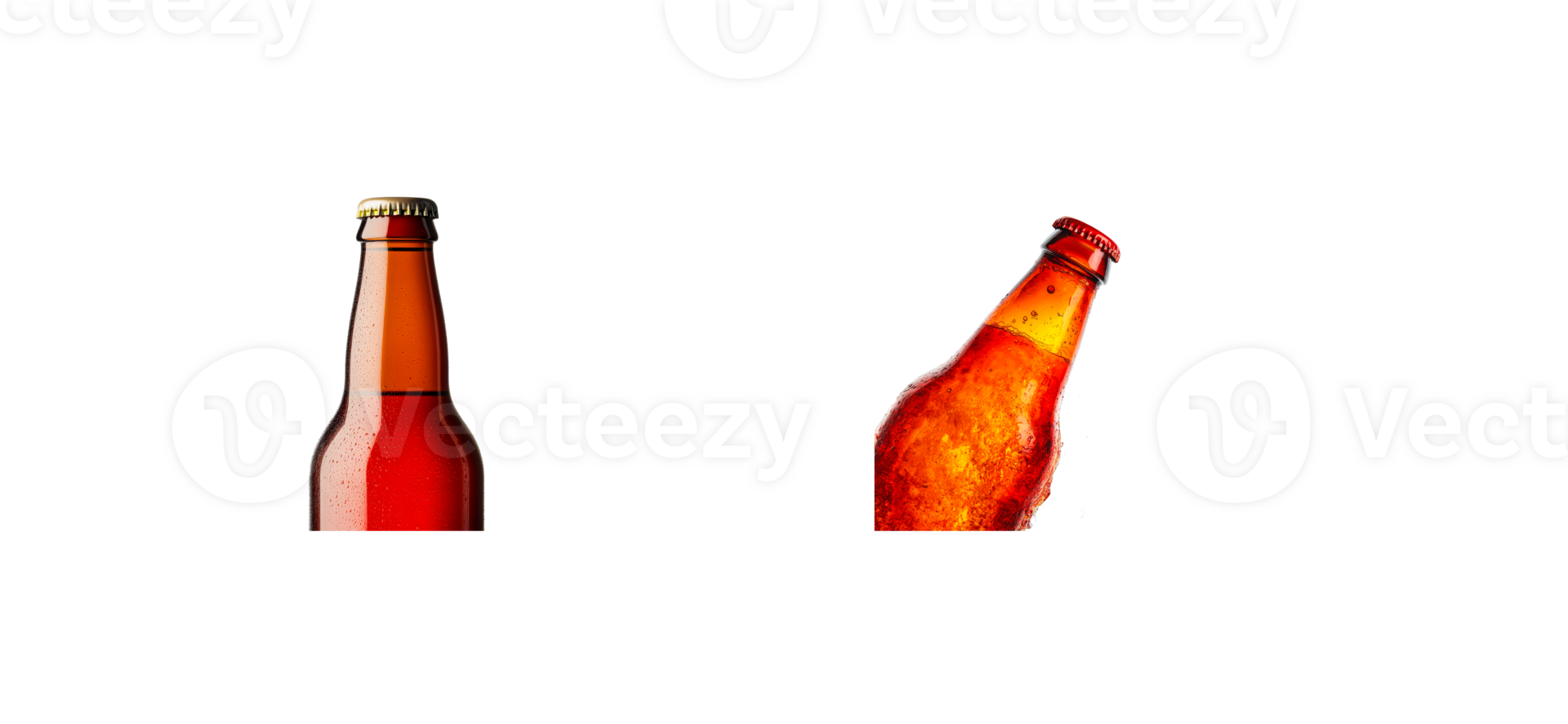 Refreshing orange beverage bottles on transparent background png