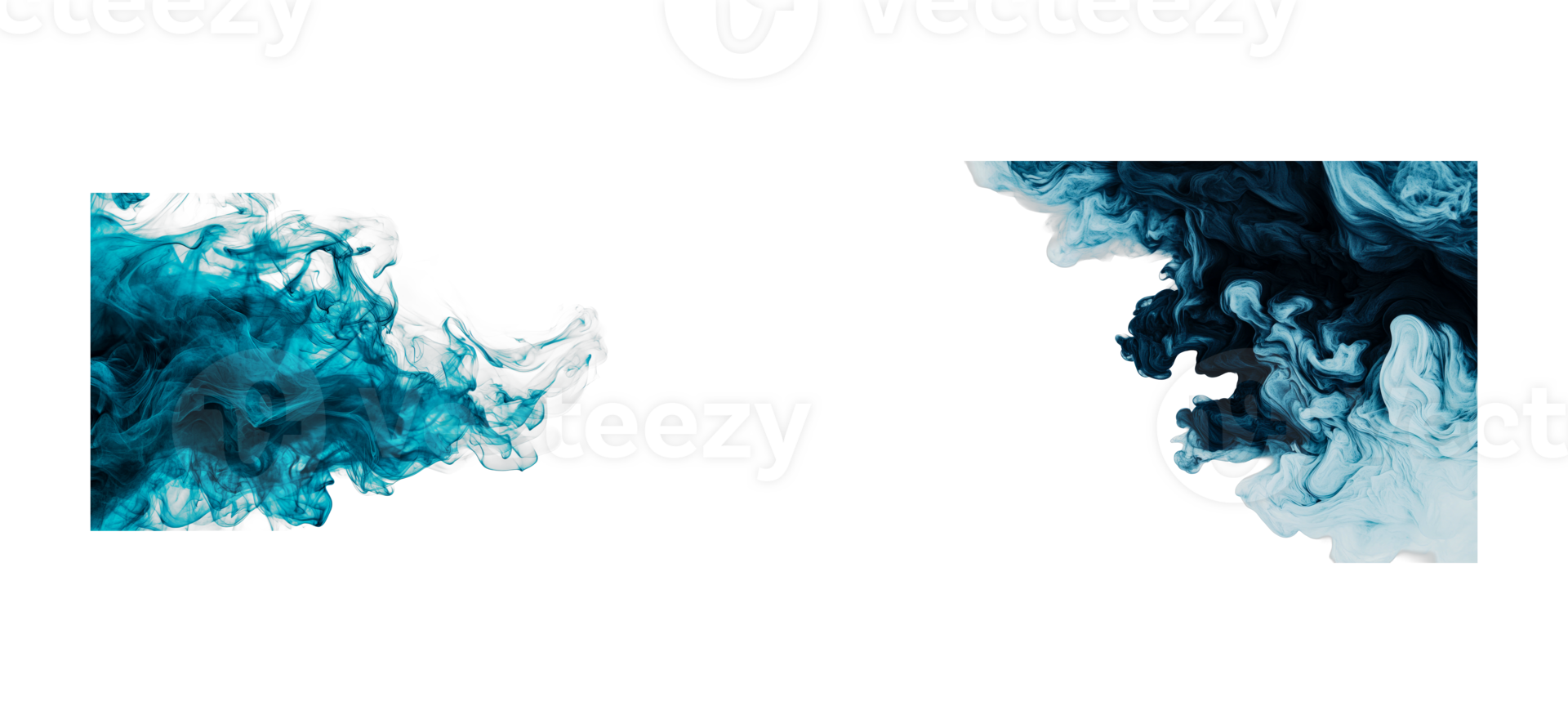 Swirling teal and black abstract patterns on transparent background png